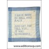 words embroidered on a handkerchief artwork by Louise Bourgeois