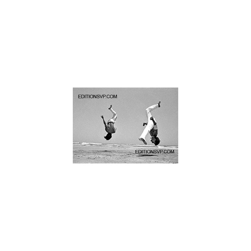 Magnificent simultaneous leap by two capoeira dancers in Brazil